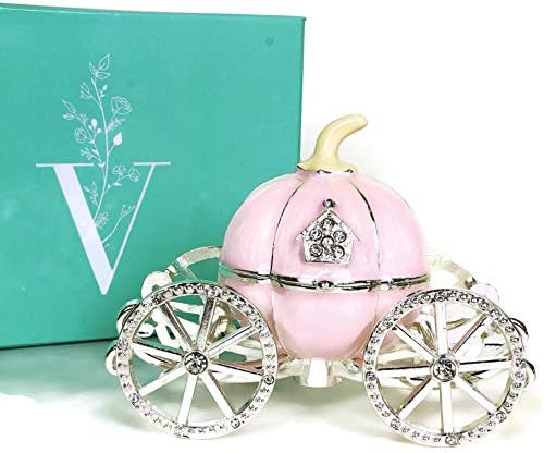 VI N VI ורוד הנסיכה הצבועה ביד סינדרלה גביש דלעת קופסת תכשיט תכשיטים, תיבת תכשיטים | תצוגת